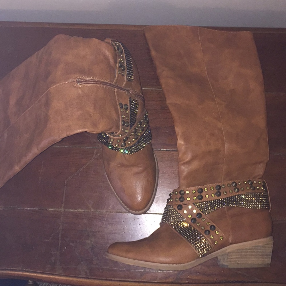 Brown with sequin boots size 8.5